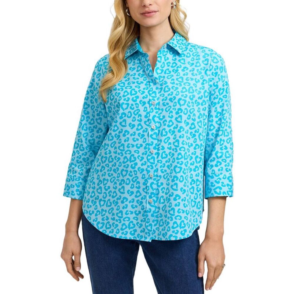 Foxcroft Womens  Margie 3/4-Sleeve Cheetah Shirt